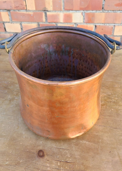 COPPER BUCKET WITH IRON HANDLE