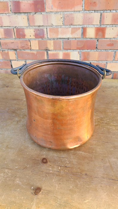 COPPER BUCKET WITH IRON HANDLE