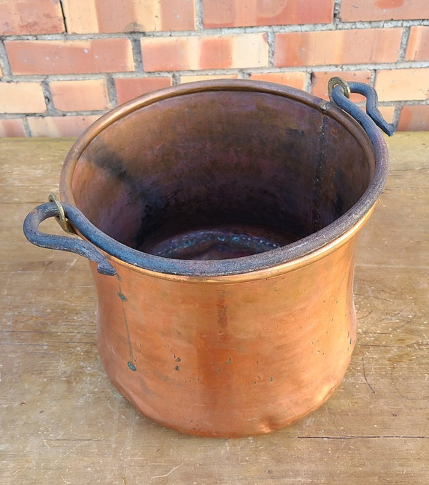 COPPER BUCKET WITH IRON HANDLE