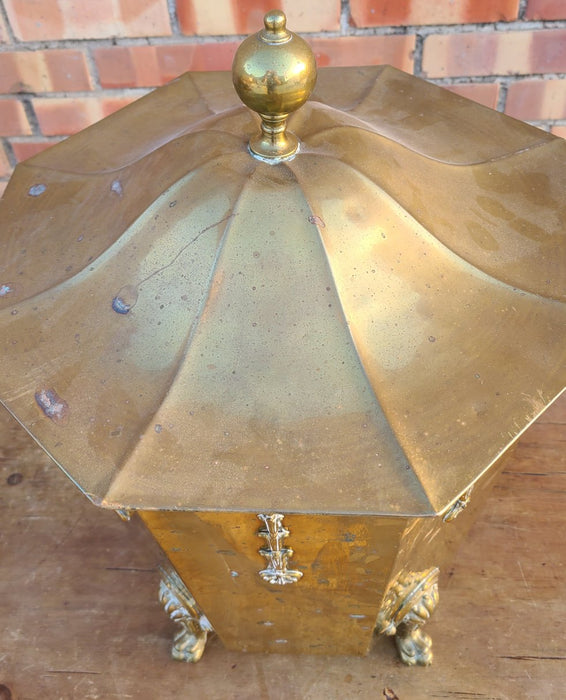 OCTAGONAL BRASS COAL HOD