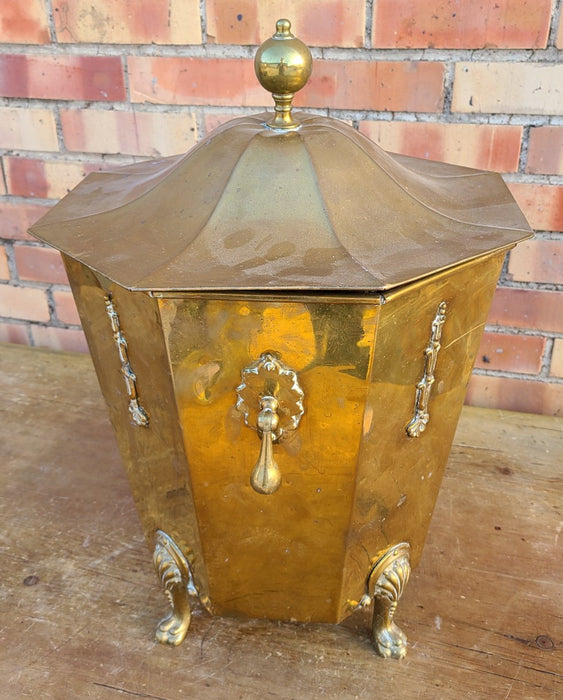 OCTAGONAL BRASS COAL HOD