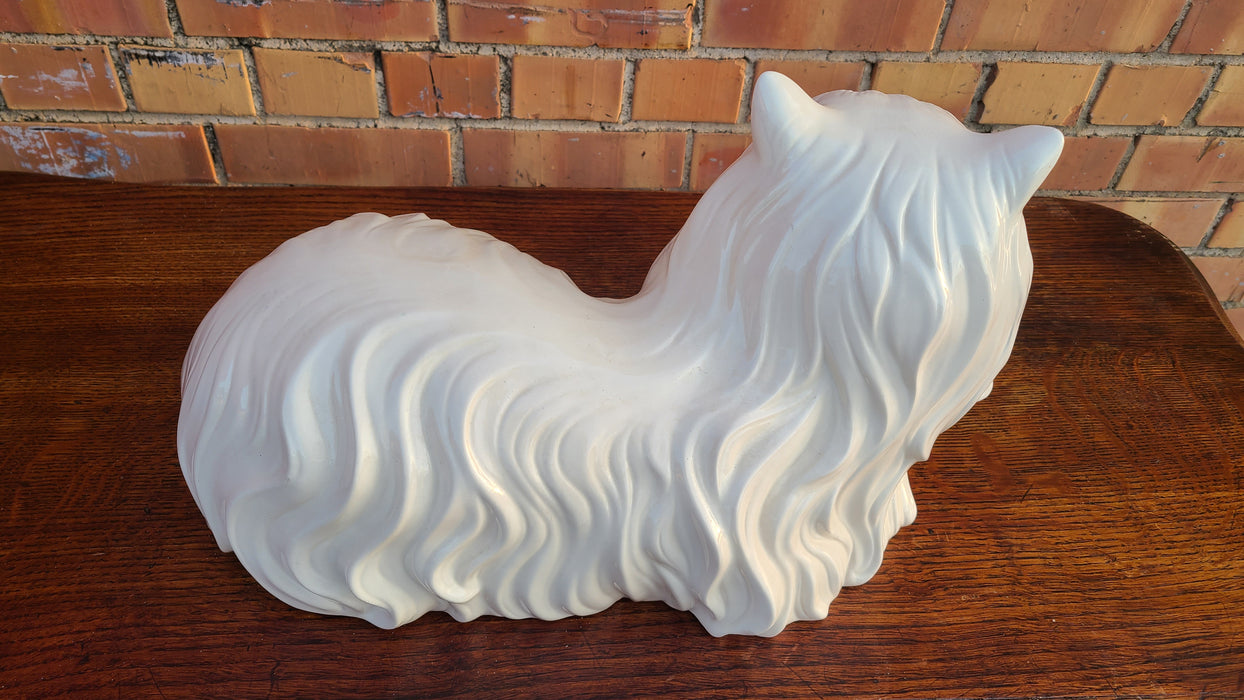 LARGE WHITE CAT CERAMIC STATUE