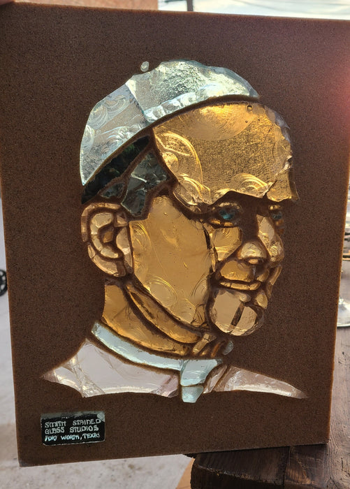 STAINED GLASS RELIEF OF POPE