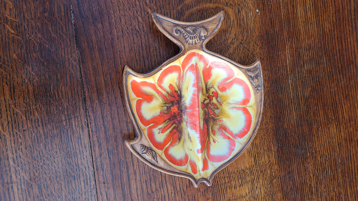 1950'S BROWN AND ORANGE SMALL FISH TRAY