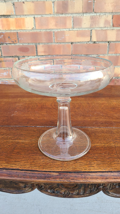 CLEAR CUT GLASS FOOTED COMPOTE