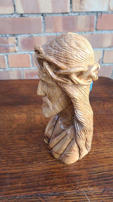 OLIVE WOOD BUST OF JESUS FROM THE HOLY LAND