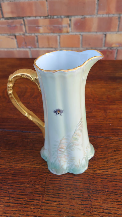 LIMOGE CELADON WITH MUSHROOMS PORCELAIN PITCHER