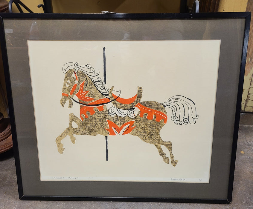 1965 CAROUSEL HORSE PAINTING BY FAYE HALL