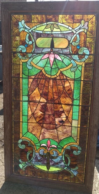LARGE AMERICAN STAINED GLASS WINDOW