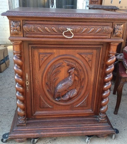 BARLEY TWIST CARVED BIRD JAM CUPBOARD