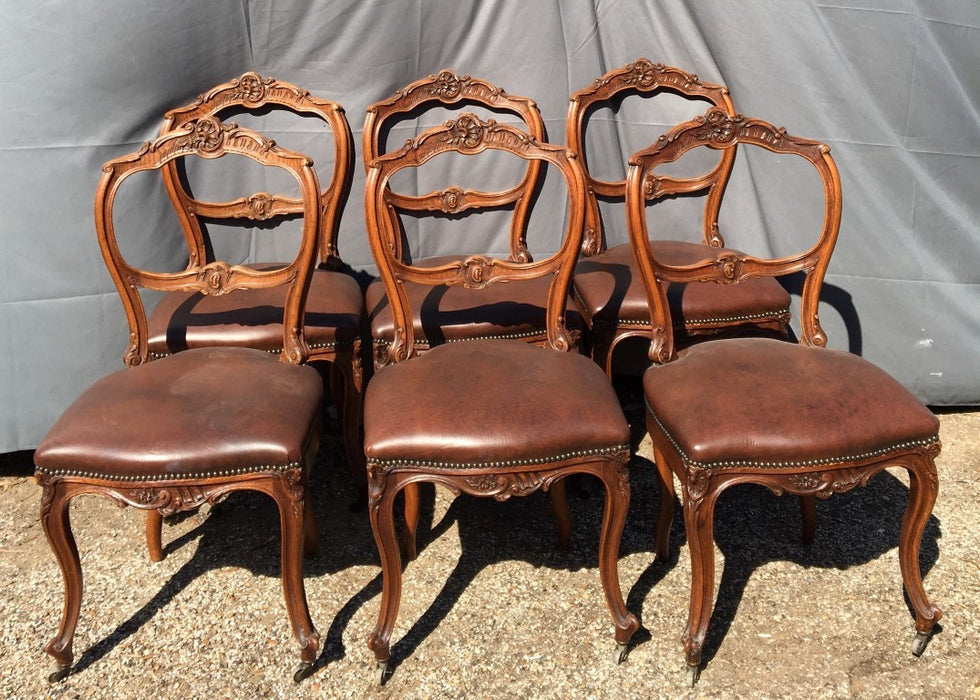 SET OF 6 WIDE SEAT LOUIS XV CHAIRS