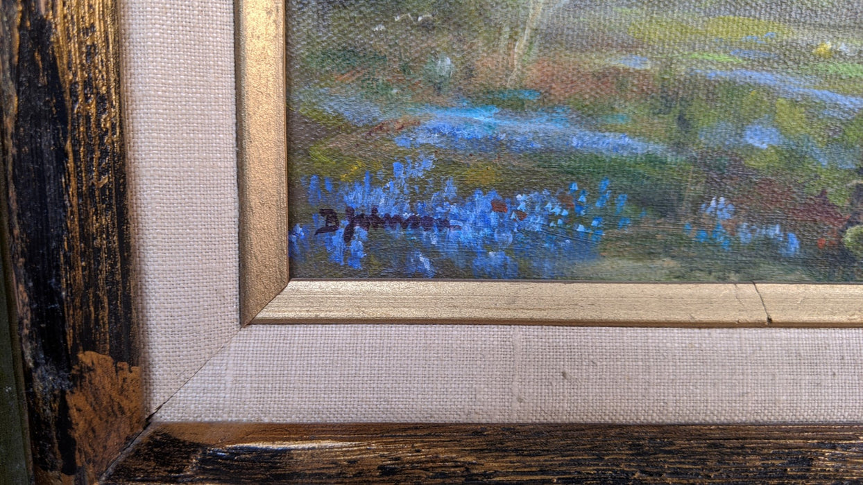SMALL BLUEBONNETS PAINTING IN GREEN FRAME