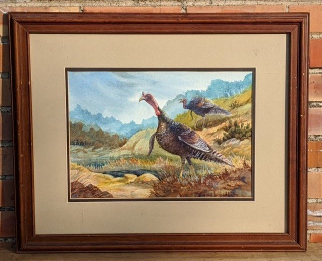 OIL PAINTING HILL TITLED COUNTRY GOBBLERS
