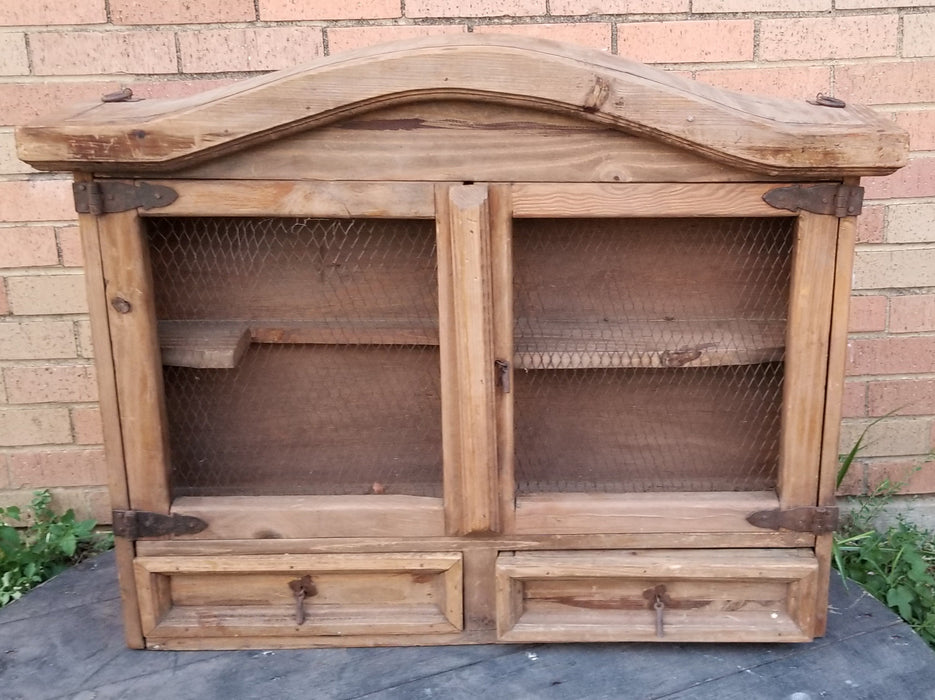 SMALL WOOD CABINET WITH MESH DOOR