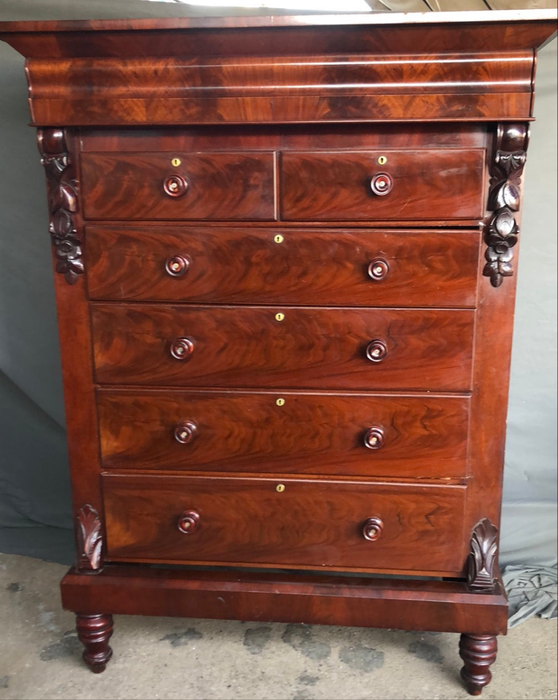 FLAME MAHOGANY 6 DRAWER OGEE CHEST