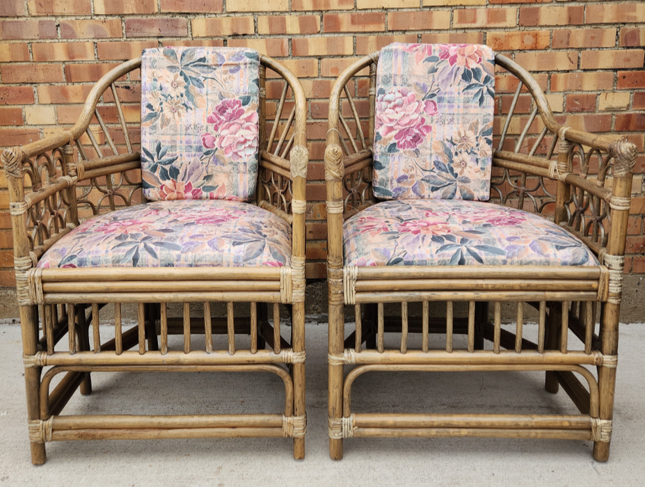 PAIR OF BAMBOO ARM CHAIRS