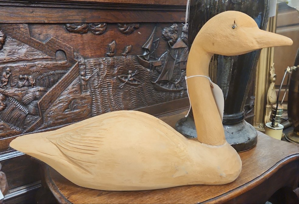 LARGE WOOD CARVED GOOSE DECOY