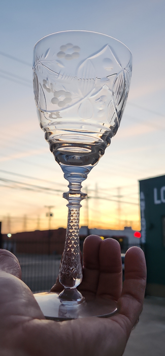 PAIR OF TALL ETCHED CRYSTAL  GOBLETS