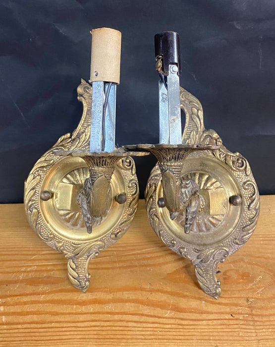 PAIR OF SMALL SPANISH BRASS SCONES
