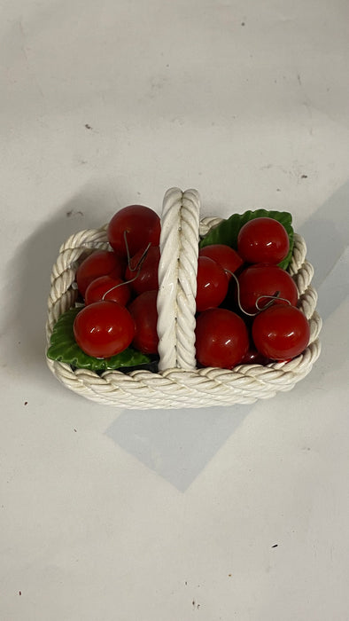 ITALIAN WOVEN BASKET WITH CHERRIES