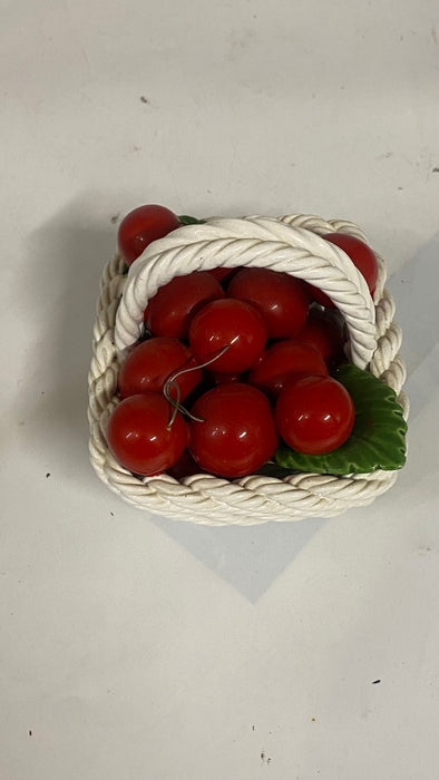 ITALIAN WOVEN BASKET WITH CHERRIES