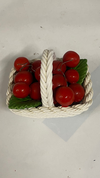 ITALIAN WOVEN BASKET WITH CHERRIES