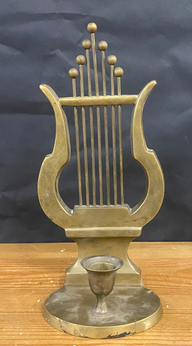 PAIR OF LYRE BOOKENDS OR CANDLEHOLDERS
