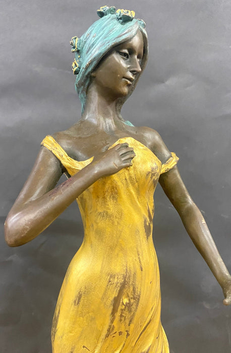 BRONZE ART NOUVEAU STYLE LADY STATUE