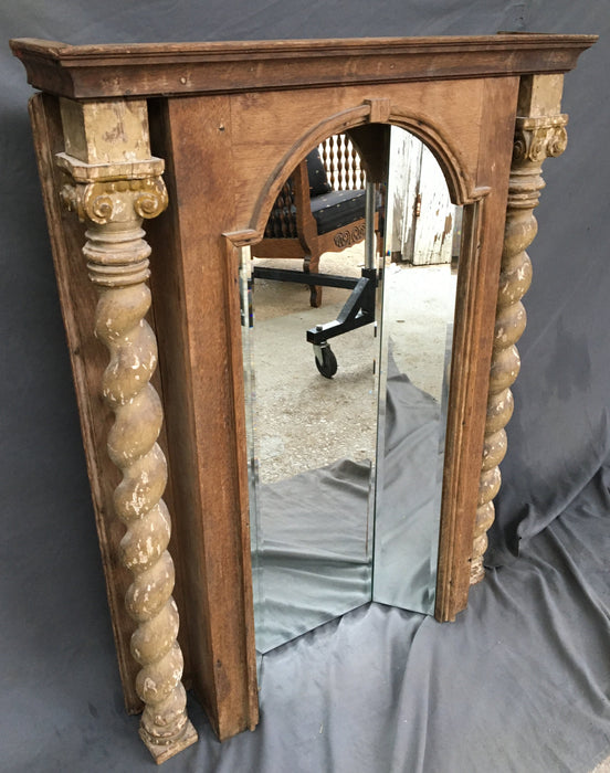 ITALIAN NICHE WITH BEVELED MIRROR AND BARLEY TWIST PAINTED COLUMNS
