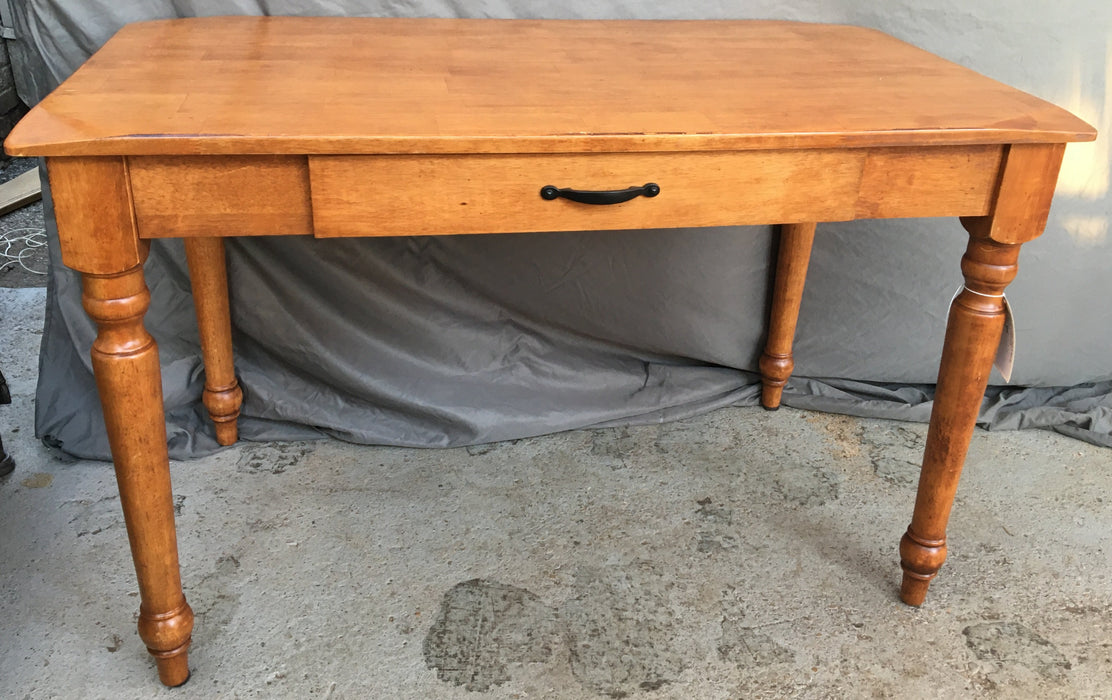 OAK WRITING TABLE WITH SHAPED CORNERS