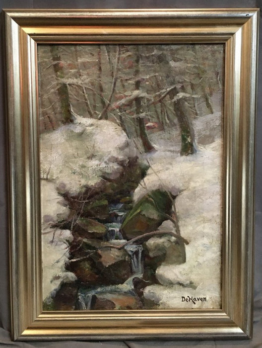 SNOWY CREEK LANSCAPE OIL PAINTING BY DEHAVEN