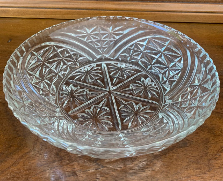 PRESSED GLASS SHALLOW BOWL