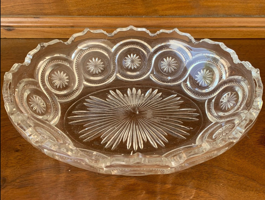 OVAL PRESSED GLASS SHALLOW BOWL