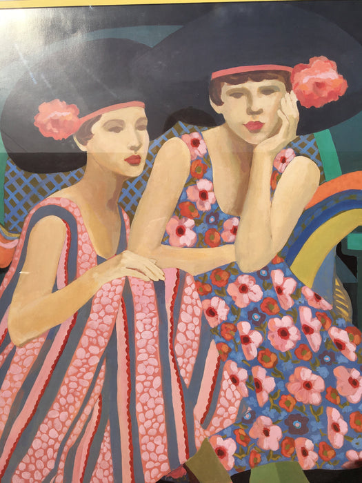 'SUMMERS END' PRINT OF TWIN GIRLS SIGNED AND NUMBERED BY CECILE STEPHENS