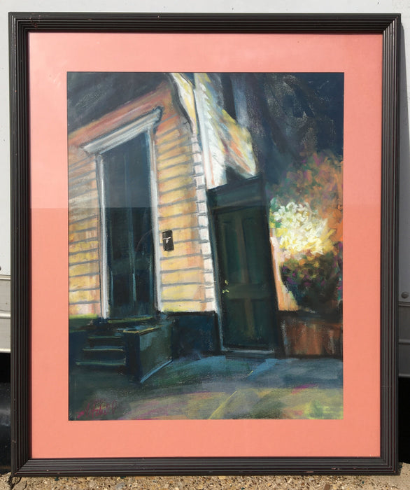 FRAMED PASTEL PAINTING OF NEW ORLEANS FRONT DOOR SIGNED BY MITCHELL