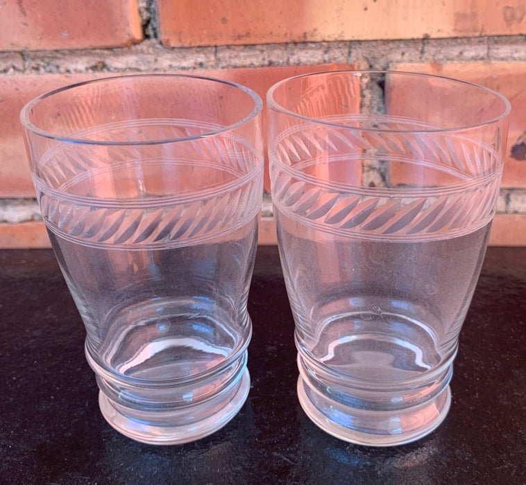 PAIR OF CUT BAND JUICE GLASSES