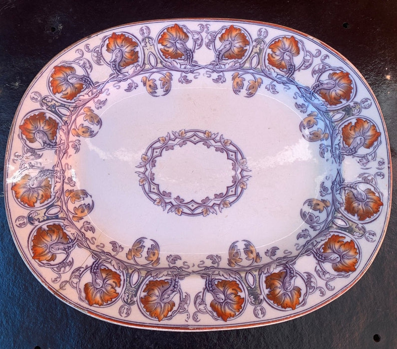 EARLY NIGHTENGALE POLYCHROME IRONSTONE PLATTER - AS IS