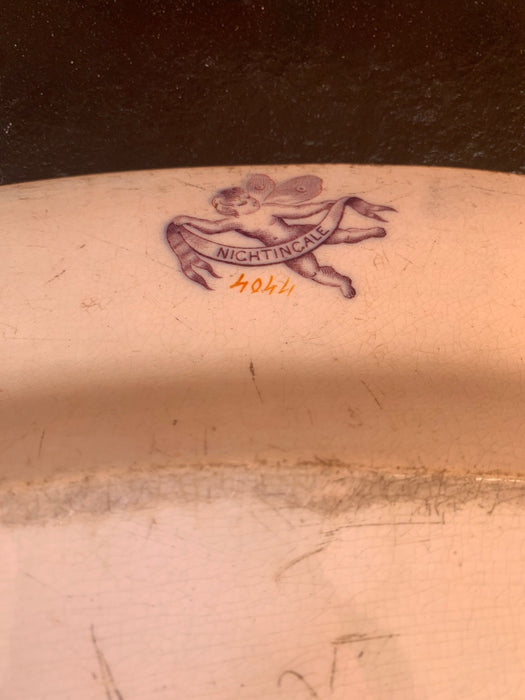 EARLY NIGHTENGALE POLYCHROME IRONSTONE PLATTER - AS IS