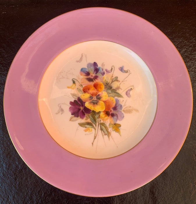 ROYAL WORCHESTER PANSY PLATE WITH VIOLET BAND