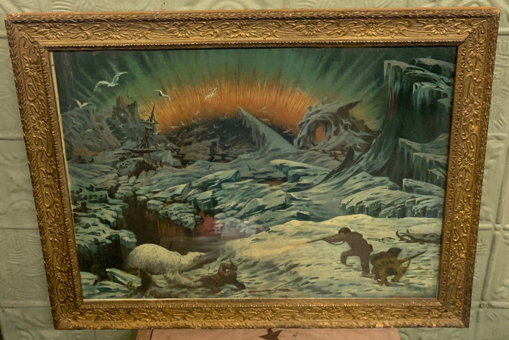 PRINT OF WOLVES CHASING SLEIGH