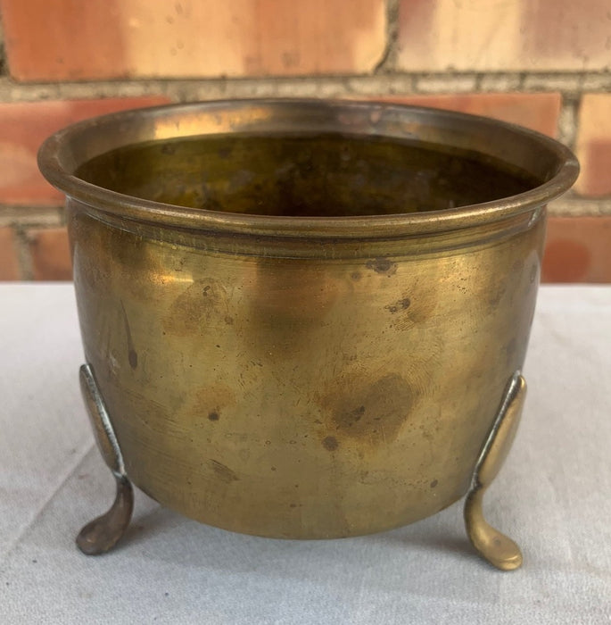 TINY TRI FOOTED BRASS JARDINIERE