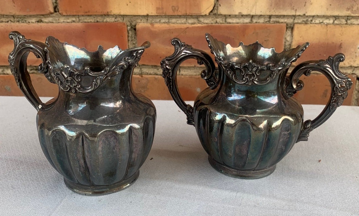 PAIR OF DERBY SILVER CO. CREAM AND SUGAR