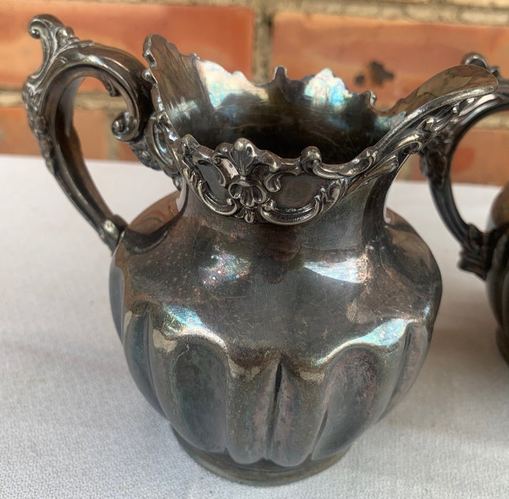 PAIR OF DERBY SILVER CO. CREAM AND SUGAR