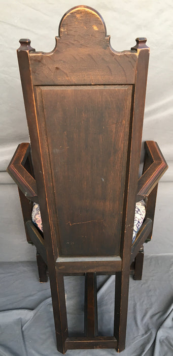 OAK BISHOPS CHAIR WITH CARVED BACK