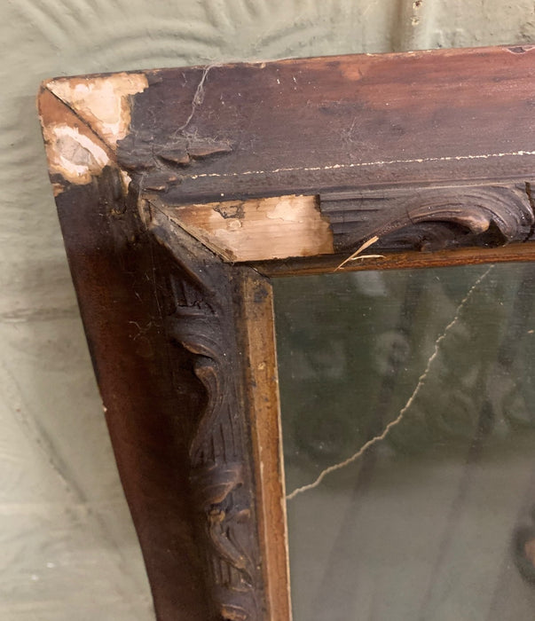 AS FOUND RUSTICATED GESSO FRAME WITH FAMILY PRINT