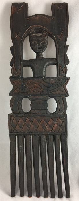 LARGE AFRICAN CARVED WOOD COMB