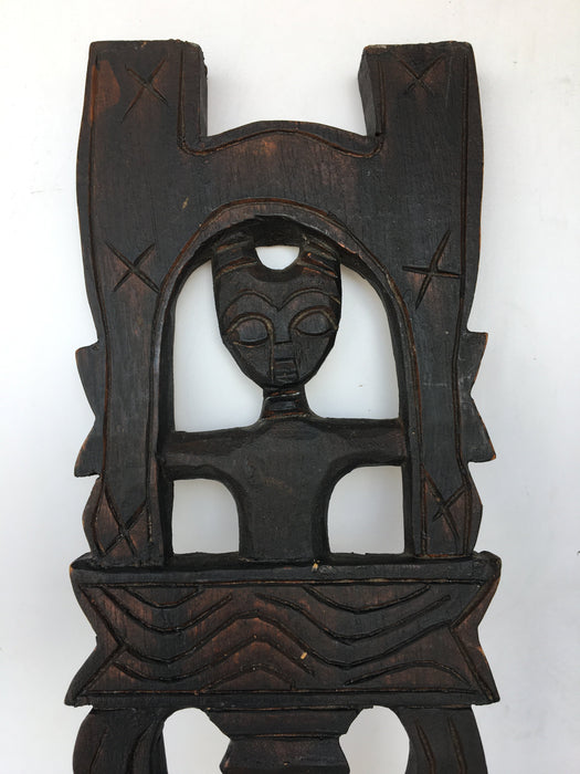 LARGE CARVED WOOD AFRICAN COMB HANGING