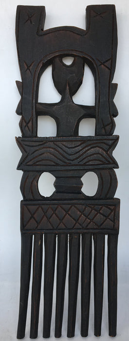 LARGE AFRICAN CARVED WOOD COMB