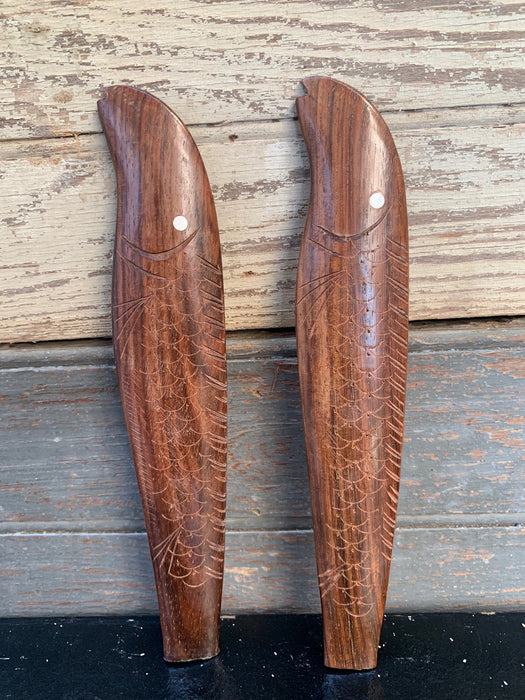 PAIR OF HAND CARVED ROSEWOOD FISH