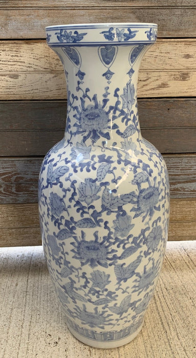 TALL BLUE AND WHITE VASE
